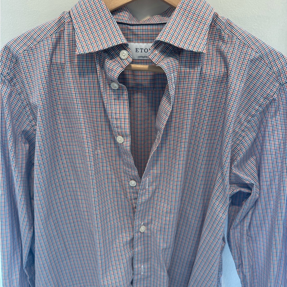 ETON Men's Checkered Shirt - Blue and Red